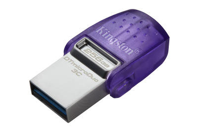 Kingston Technology DataTraveler microDuo 3C USB-muisti 256 GB USB Type-A / USB Type-C 3.2 Gen 1 (3.1 Gen 1) Ruostumaton teräs, Purppura