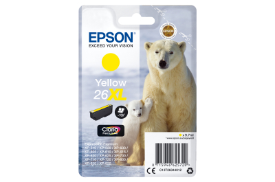 Epson Polar bear Yksittäispakkaus, keltainen 26XL Claria Premium -muste